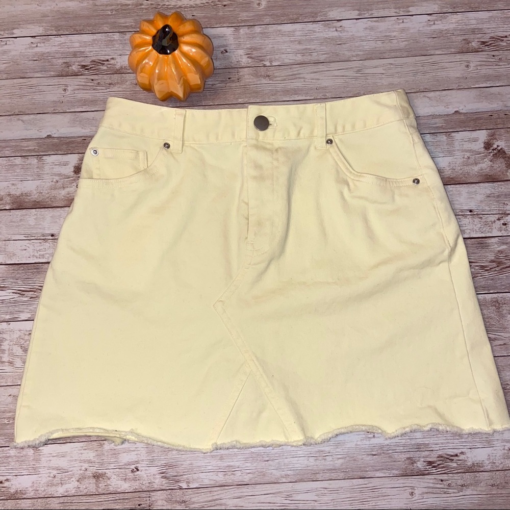 Forever 21 Yellow High-Waisted Jean Skirt